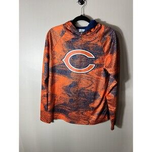 NFL  Team Men’s Chicago Bears Orange Blue Long Sleeve Hooded Shirt Medium